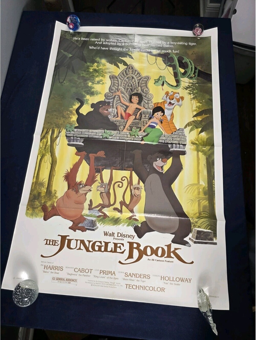 THE JUNGLE BOOK Original One Sheet Movie Poster - 1984 - WALT DISNEY 27x41
